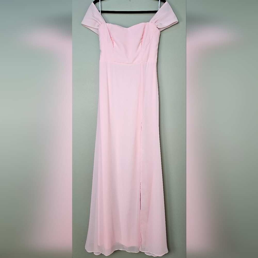 Lulus Magical Magnetism Light Pink Off-the-Shoulder Maxi Dress, Size Small - Picture 7 of 9